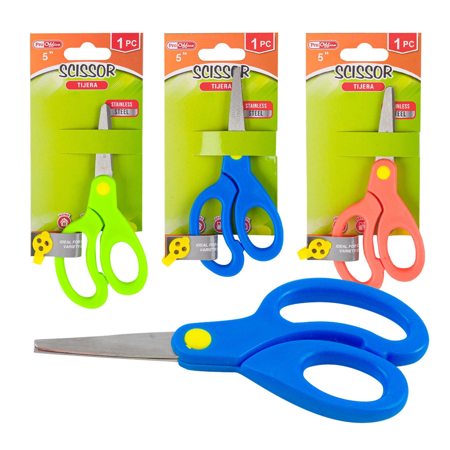 Proffice Scissors W/ Plastic Handle- 3 Assorted Colors