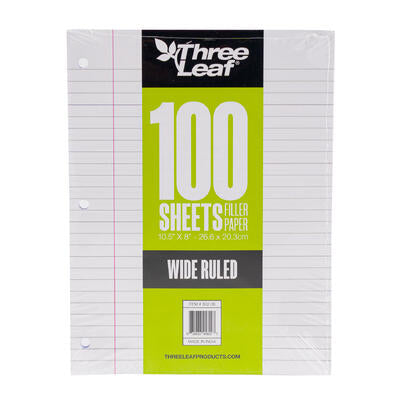 100 Sheet Three leaf Wide Ruled Filler Paper