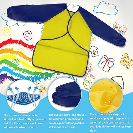 Zkptops Kids Art Smocks Waterproof Kid Painting Apron