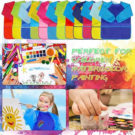 Zkptops Kids Art Smocks Waterproof Kid Painting Apron