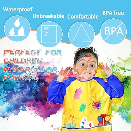 Zkptops Kids Art Smocks Waterproof Kid Painting Apron