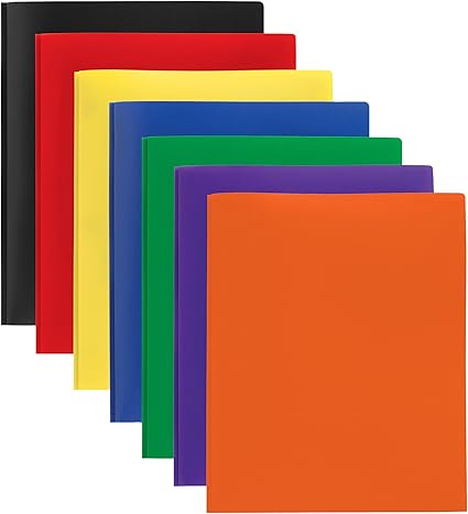 2-Pocket School-Grade Poly Folders With Prongs, 8-1/2" x 11"