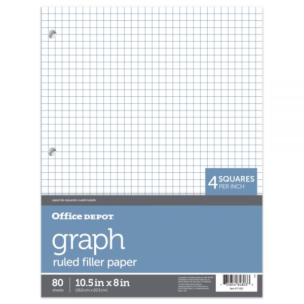 Quadrille-Ruled Notebook Graph Paper, 8" x 10 1/2", White, Pack Of 80 Sheets