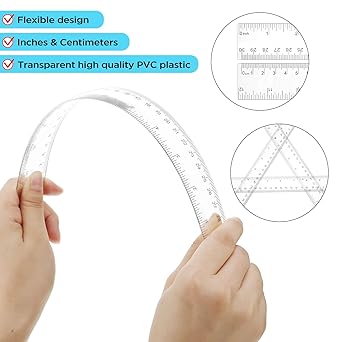 Zonon 12 Inch Ruler Clear Plastic Flexible