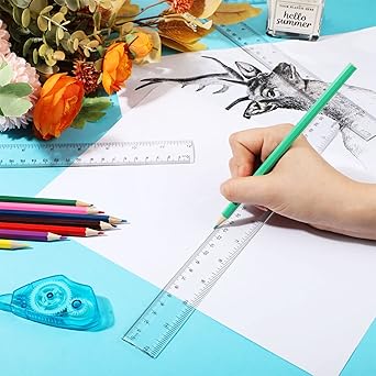 Zonon 12 Inch Ruler Clear Plastic Flexible