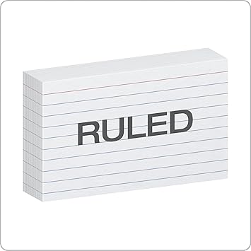 BLU Ruled Index Cards, 3" x 5", White, 100 Per Pack